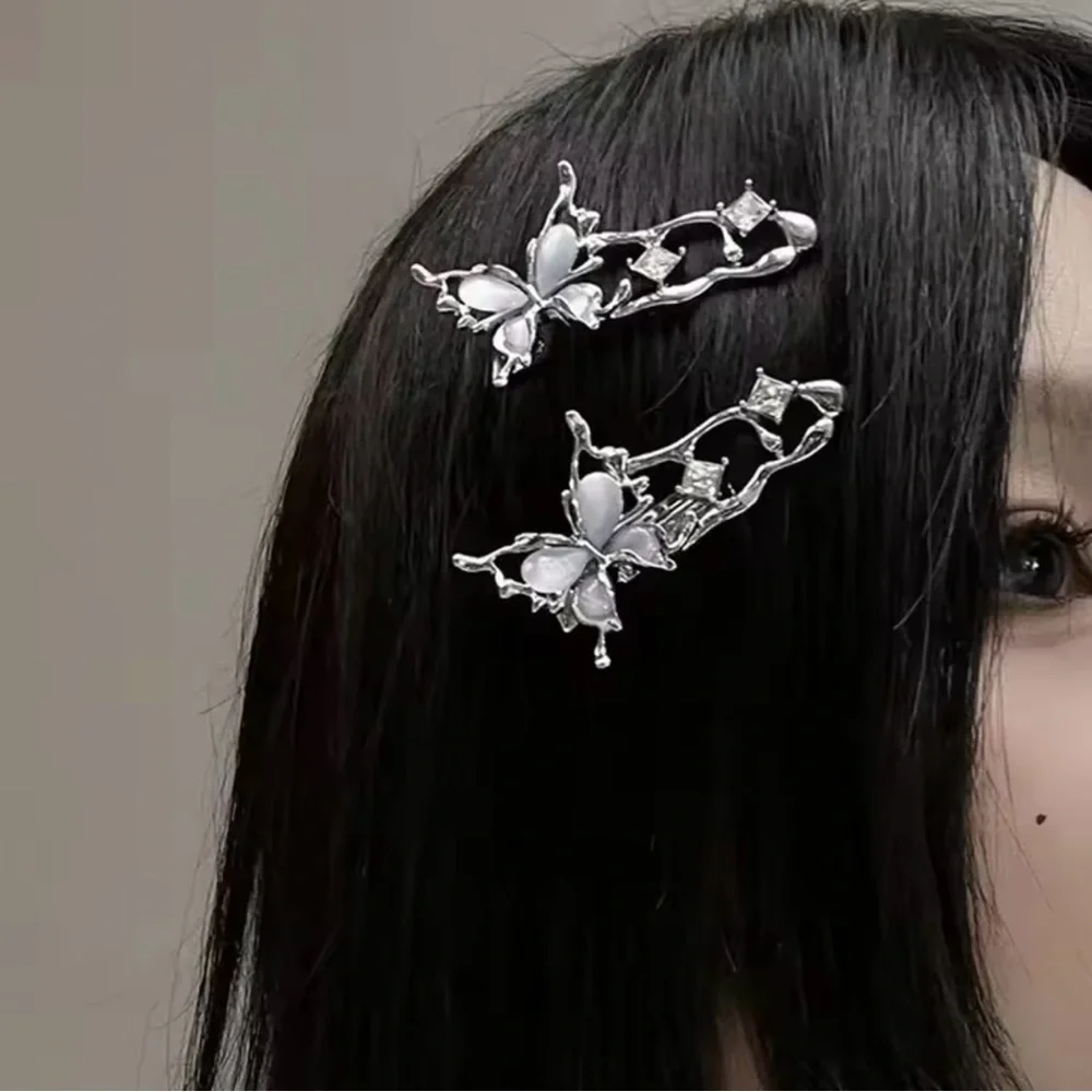 Silver Butterfly Hair Clips